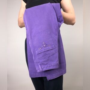 Paloma Wool Mid Rise Straight Leg Bejeweled Jeans Purple Size 34